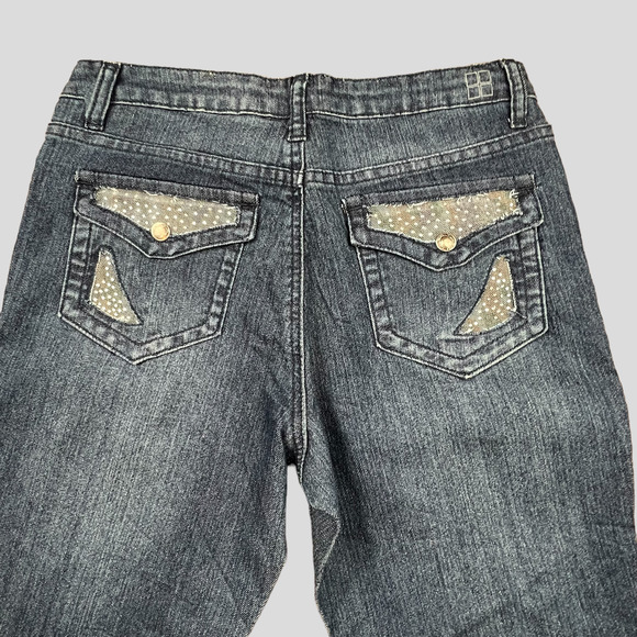 #25 Y2K Salt Works New York City Med Rise Boot Cut Jeans with Jeweled Pockets - Picture 8 of 11